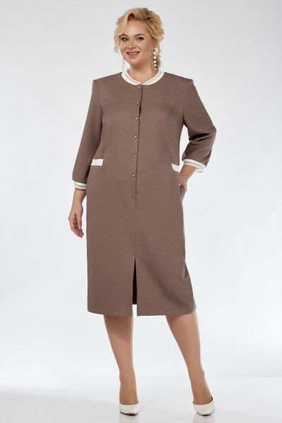 Платье женское с бортовой застежкой и карманами Belinga 1219 капучино - фото 4