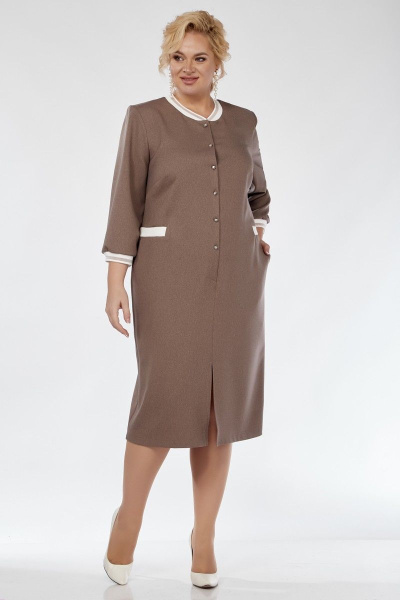 Платье женское с бортовой застежкой и карманами Belinga 1219 капучино - фото 2