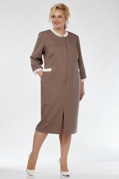 Платье женское с бортовой застежкой и карманами Belinga 1219 капучино - фото 1