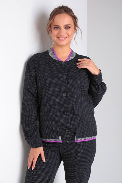 Деловой комплект бомбер и зауженные брюки TVIN 7659 сирень - фото 10