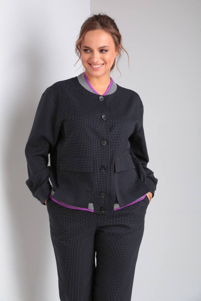 Деловой комплект бомбер и зауженные брюки TVIN 7659 сирень - фото 8