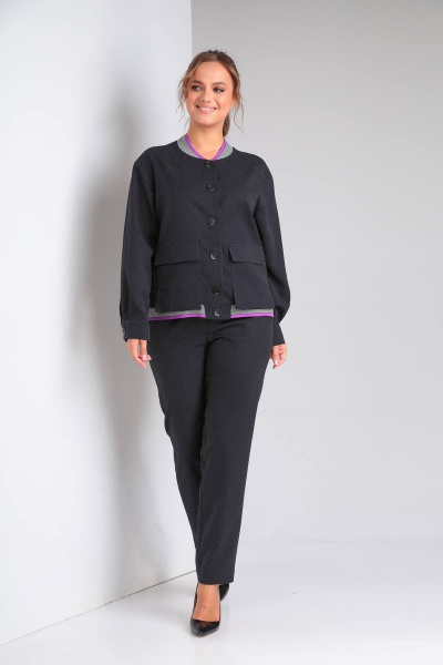 Деловой комплект бомбер и зауженные брюки TVIN 7659 сирень - фото 2