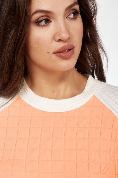 Платье А-силуэта из стежки и трикотажа с карманами Mubliz 119 молочно-оранжевый - фото 11