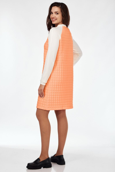 Платье А-силуэта из стежки и трикотажа с карманами Mubliz 119 молочно-оранжевый - фото 9