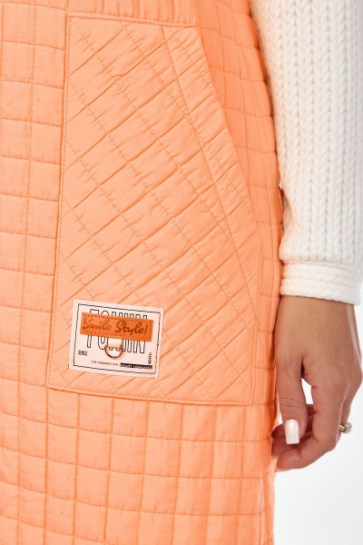 Платье А-силуэта из стежки и трикотажа с карманами Mubliz 119 молочно-оранжевый - фото 5