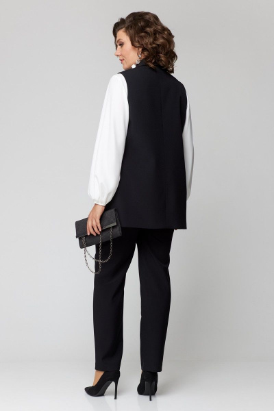 Блуза, брюки, жилет EVA GRANT 7244 черный+белый - фото 13