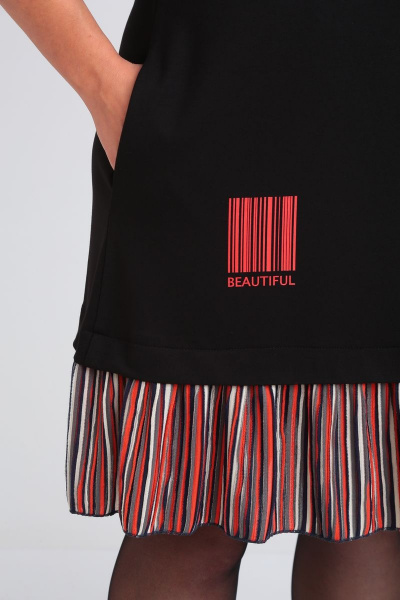 Платье на каждый день с принтом и карманами Michel chic 2143 черный - фото 7