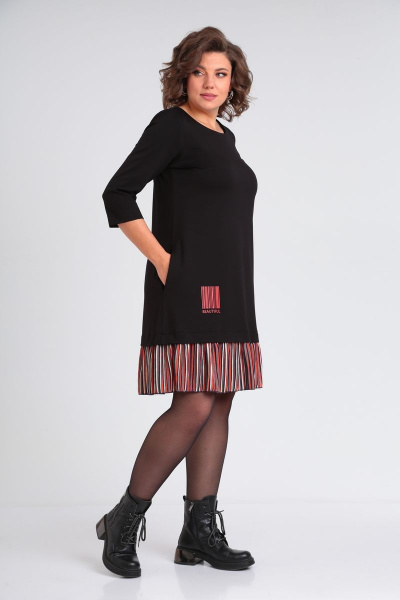 Платье на каждый день с принтом и карманами Michel chic 2143 черный - фото 3