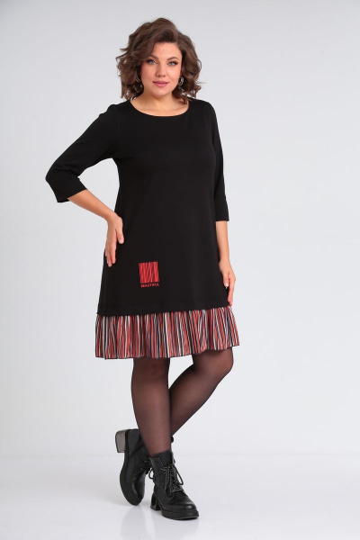 Платье на каждый день с принтом и карманами Michel chic 2143 черный - фото 2