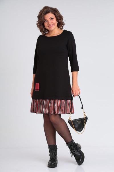 Платье на каждый день с принтом и карманами Michel chic 2143 черный - фото 1