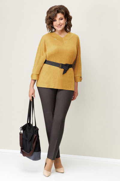 Демисезонные брюки и джемпер из текстиля и трикотажа VOLNA 1307 желтый/коричневый - фото 2