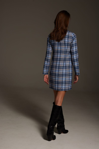 платье в стиле Шанель с накладными карманами DAVA 134 голубой - фото 6