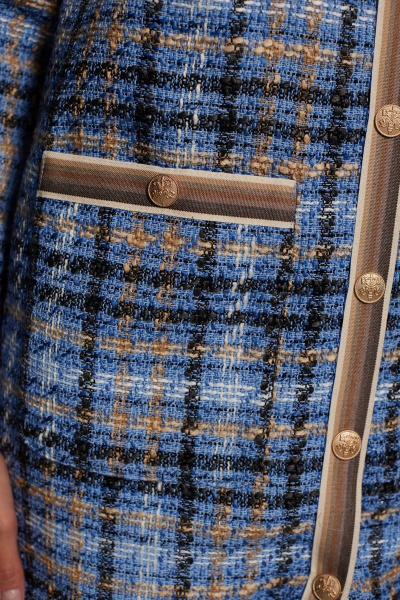 платье в стиле Шанель с накладными карманами DAVA 134 голубой - фото 4