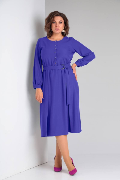 Платье нарядное из текстиля с запахом, круглый вырез Verita 2252 яркий - фото 1