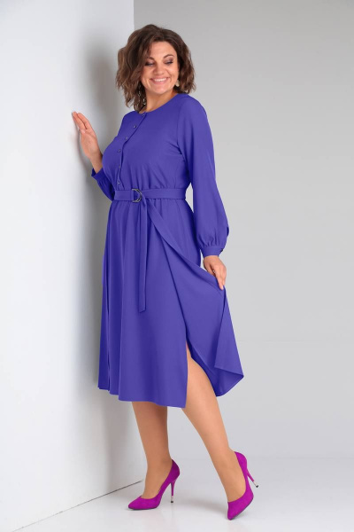 Платье нарядное из текстиля с запахом, круглый вырез Verita 2252 яркий - фото 2