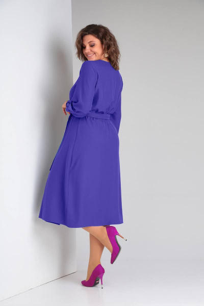 Платье нарядное из текстиля с запахом, круглый вырез Verita 2252 яркий - фото 4
