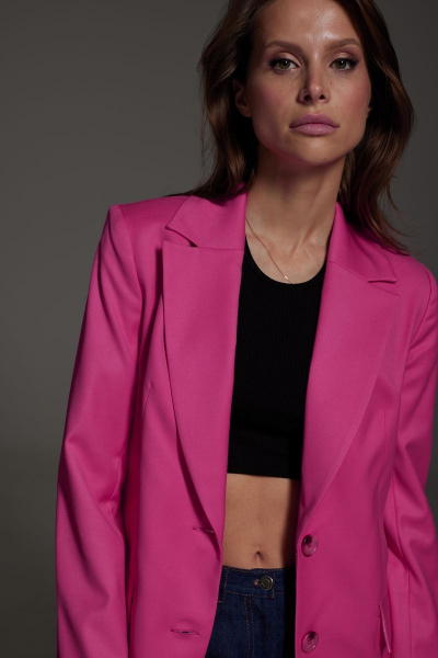 Жакет деловой из текстиля полуприлегающий с карманами DAVA 131 фуксия - фото 5