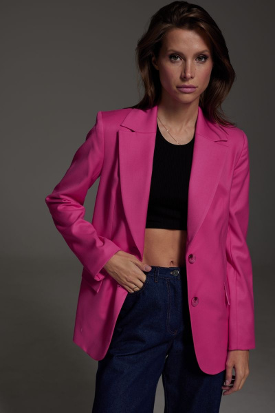 Жакет деловой из текстиля полуприлегающий с карманами DAVA 131 фуксия - фото 4