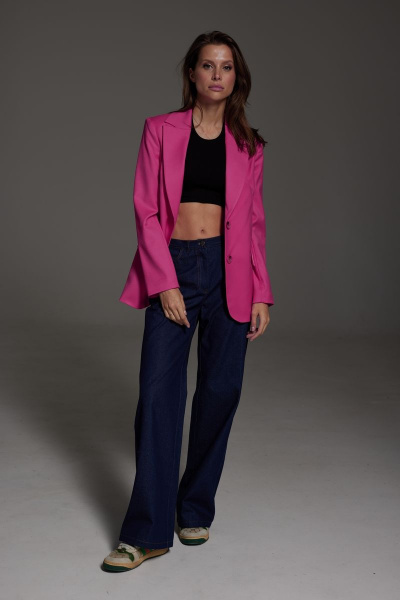 Жакет деловой из текстиля полуприлегающий с карманами DAVA 131 фуксия - фото 1