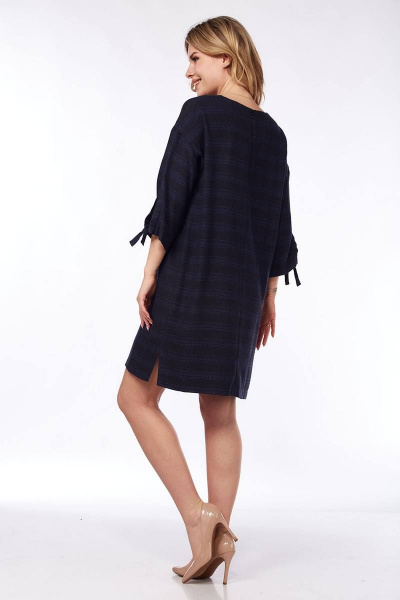 Платье с разрезами и украшением по переду Lady Style Classic 1456 черный_с_синим - фото 3