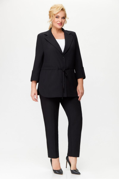 Черный жакет из текстиля на каждый день DaLi 3516Б чёрный - фото 4