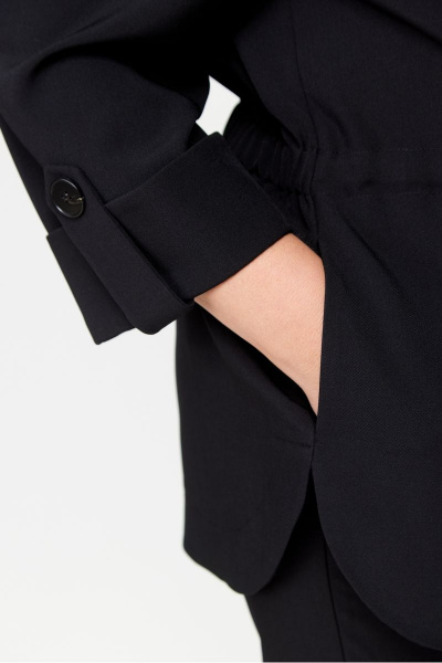 Черный жакет из текстиля на каждый день DaLi 3516Б чёрный - фото 3