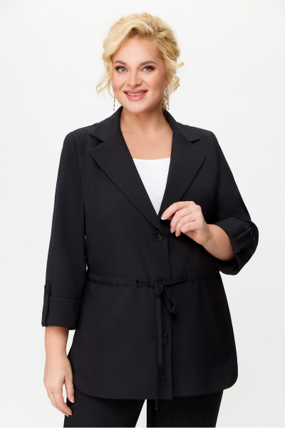 Черный жакет из текстиля на каждый день DaLi 3516Б чёрный - фото 1