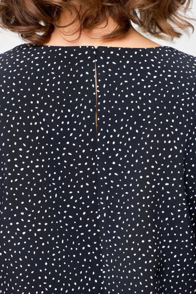 Демисезонная женская блуза из эластичного текстиля с бантовой складкой Swallow 688 черный/белые_горохи - фото 12