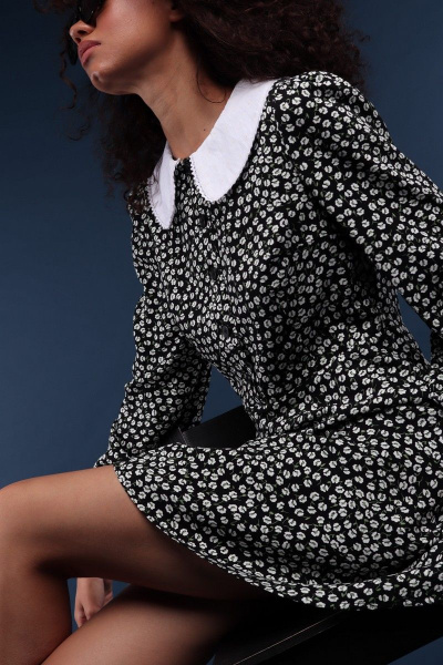 Демисезонное черное платье из текстиля, длина 90 см BURO 1093 - фото 2