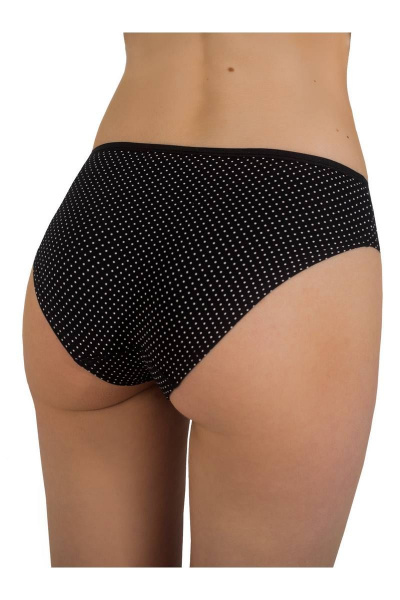 Круглогодовые черные трусы из трикотажа и хлопка с средней линией ЛЕДИ ГРАНД 201178 горошек - фото 2