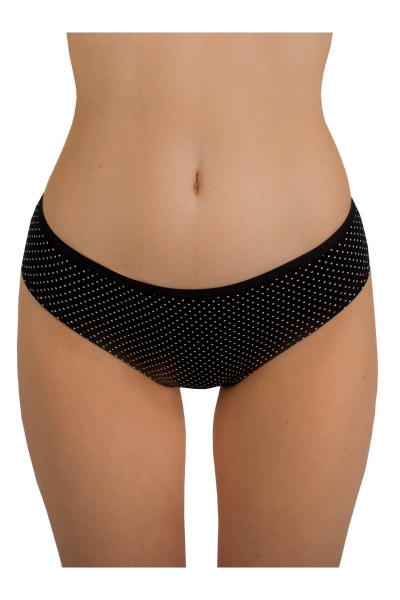Круглогодовые черные трусы из трикотажа и хлопка с средней линией ЛЕДИ ГРАНД 201178 горошек - фото 1