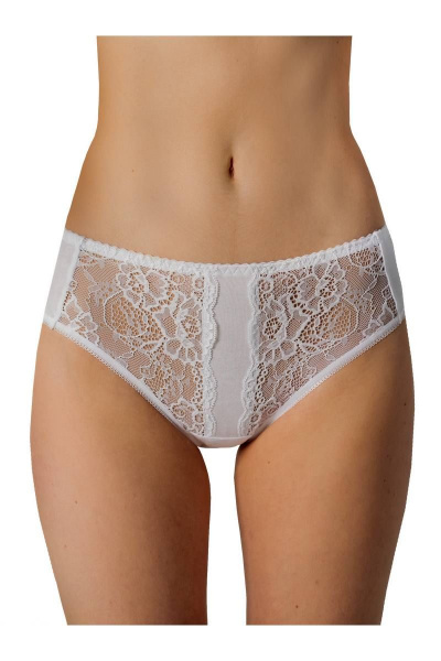 Круглогодовые белые трусы с кружевной отделкой и хлопком ЛЕДИ ГРАНД 211184 белый - фото 1