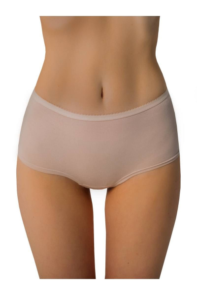 Бежевые хлопковые трусы со средним вырезом и линией талии ЛЕДИ ГРАНД 221135 серебристый_пион - фото 1