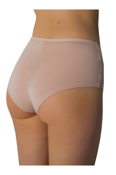 Бежевые хлопковые трусы со средним вырезом и линией талии ЛЕДИ ГРАНД 221135 серебристый_пион - фото 2