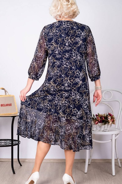 Нарядное расклешенное платье шифона с воланами для больших размеров Camelia 2245 2 - фото 4