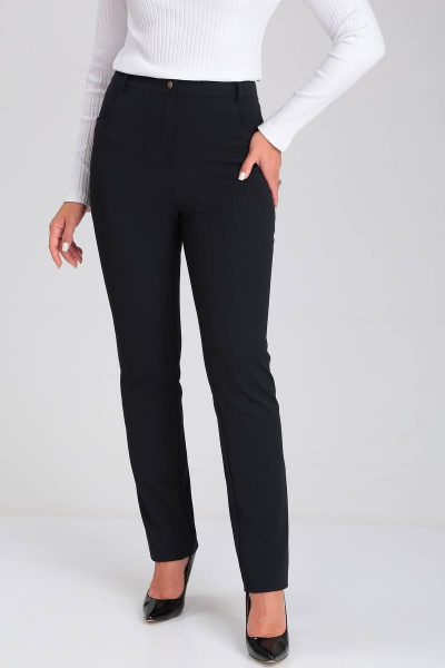 Деловые брюки зауженные из габардина с карманами и резинкой LeNata 10459 темно-синий - фото 2