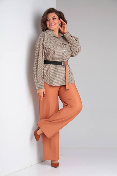 Брюки, рубашка BARBARA B194 гусиная_лапка+терракот - фото 2