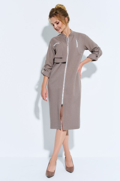 Платье приталенное на молнии с патой и стойкой Euromoda 483 - фото 1