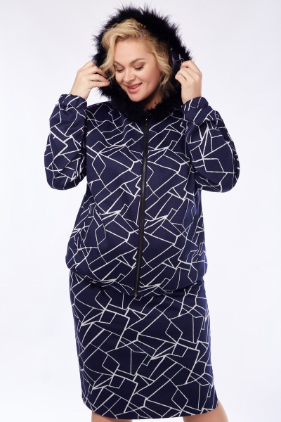 Кардиган и юбка демисезонный комплект из трикотажа Belinga 2285 синий_мрамор - фото 5