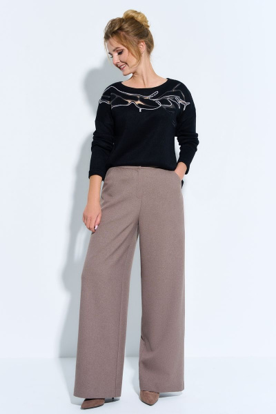 Джемпер с вышивкой и вставками из сетки на полуприлегающем силуэте Euromoda 478 - фото 1