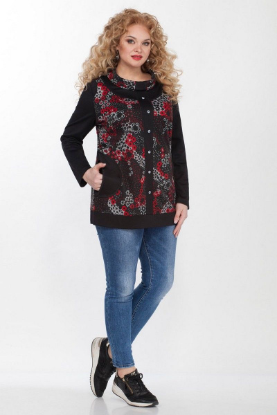 Деловой трикотажный джемпер с асимметрией и накладными карманами Matini 4.727/1 бордо - фото 5