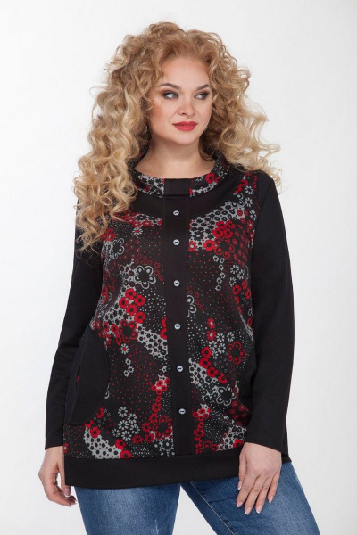 Деловой трикотажный джемпер с асимметрией и накладными карманами Matini 4.727/1 бордо - фото 2