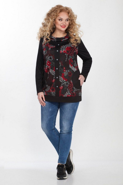 Деловой трикотажный джемпер с асимметрией и накладными карманами Matini 4.727/1 бордо - фото 4