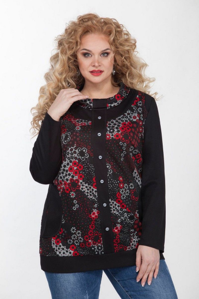 Деловой трикотажный джемпер с асимметрией и накладными карманами Matini 4.727/1 бордо - фото 1