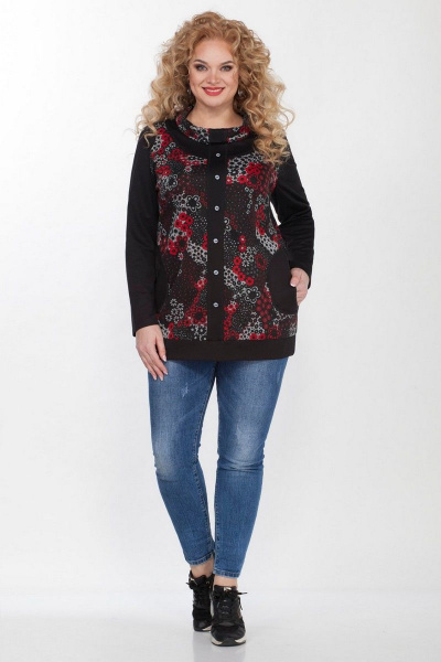 Деловой трикотажный джемпер с асимметрией и накладными карманами Matini 4.727/1 бордо - фото 3