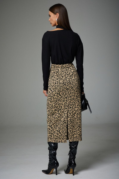 Джемпер спущенное плечо из трикотажа с стойкой воротником N.O.W. 1321 черный - фото 4