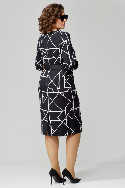 Демисезонное платье из вискозы с отрезной планкой и складками Орхидея 1309 геометрия - фото 2