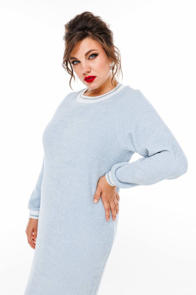 Платье на каждый день прямого силуэта из трикотажа до колена Romanovich Style 1-2569 голубой - фото 6
