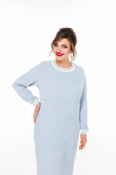 Платье на каждый день прямого силуэта из трикотажа до колена Romanovich Style 1-2569 голубой - фото 4