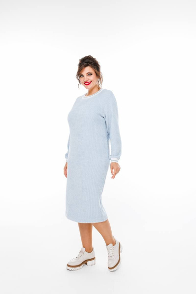 Платье на каждый день прямого силуэта из трикотажа до колена Romanovich Style 1-2569 голубой - фото 2